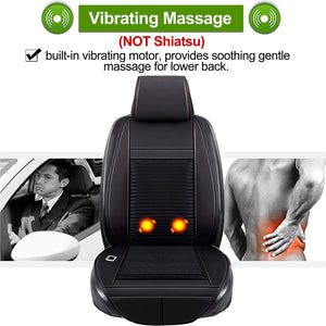 Fochutech Winter Warm Car Seat Cushion with Massage Summer Cooling Car Seat Covers Comfortable PU Leather Automotive Seat Covers for Front Seat Only Car Seat Protectors Fits All Seasons, 1pcs (Black)