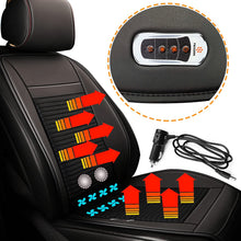 Load image into Gallery viewer, Fochutech Winter Warm Car Seat Cushion with Massage Summer Cooling Car Seat Covers Comfortable PU Leather Automotive Seat Covers for Front Seat Only Car Seat Protectors Fits All Seasons, 1pcs (Black)