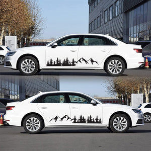 Fochutech Mountain Car Decals Large, Tree Forest Graphics Car Stickers for Men, Big Vinyl Stickers for Car Side Body, Auto Car Stickers Decals for Truck Racing SUV Pickup Jeep RV Van (Black)