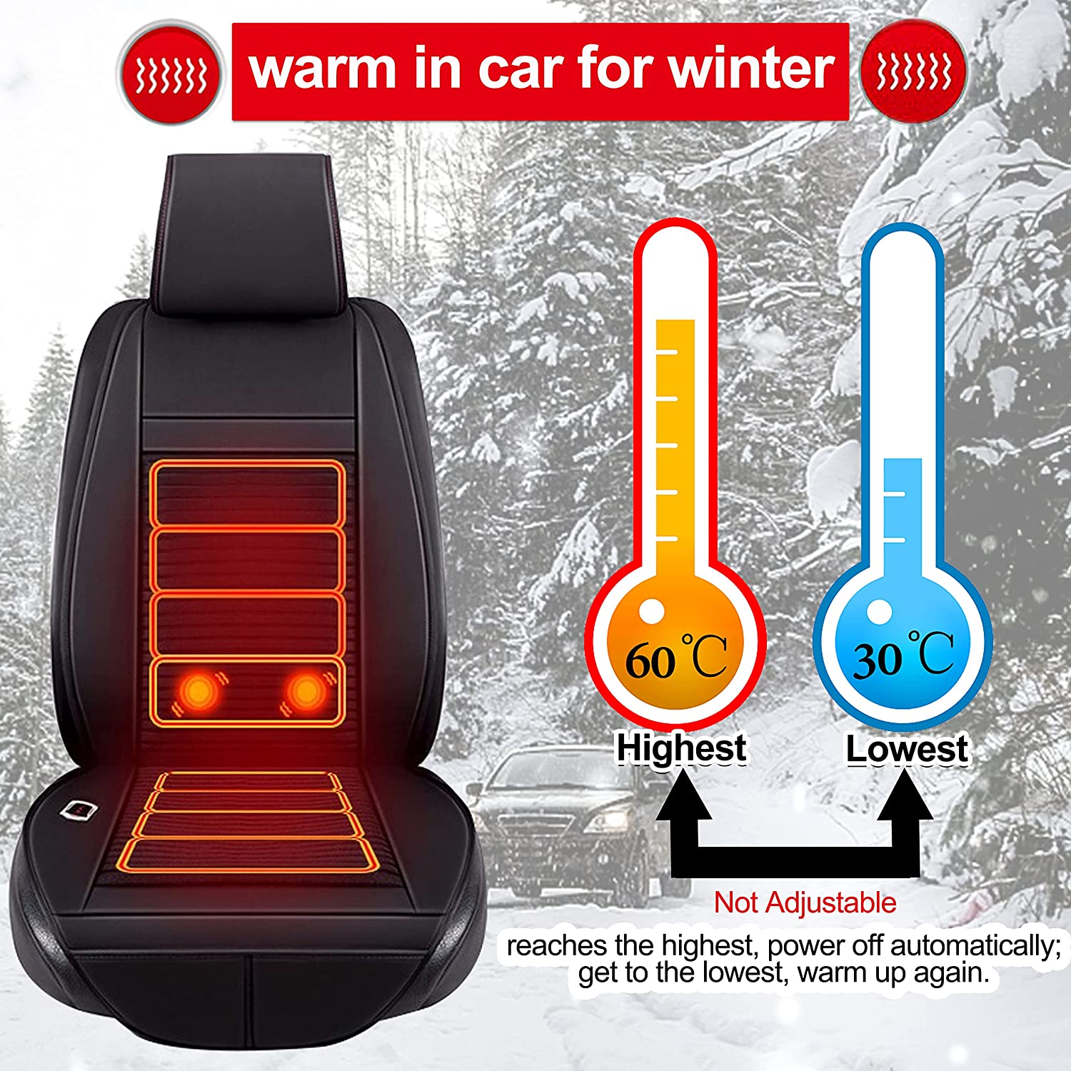 Fochutech Winter Warm Car Seat Cushion with Massage Summer Cooling Ca