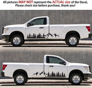 Fochutech Mountain Car Decals Large, Tree Forest Graphics Car Stickers for Men, Big Vinyl Stickers for Car Side Body, Auto Car Stickers Decals for Truck Racing SUV Pickup Jeep RV Van (Black)