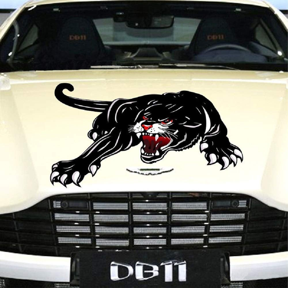 1 Pack Black Panther Car Hood Sticker, Self-Adhesive Vinyl Graphics Decals, Universal Scratch Hidden Car Stickers - Fochutech
