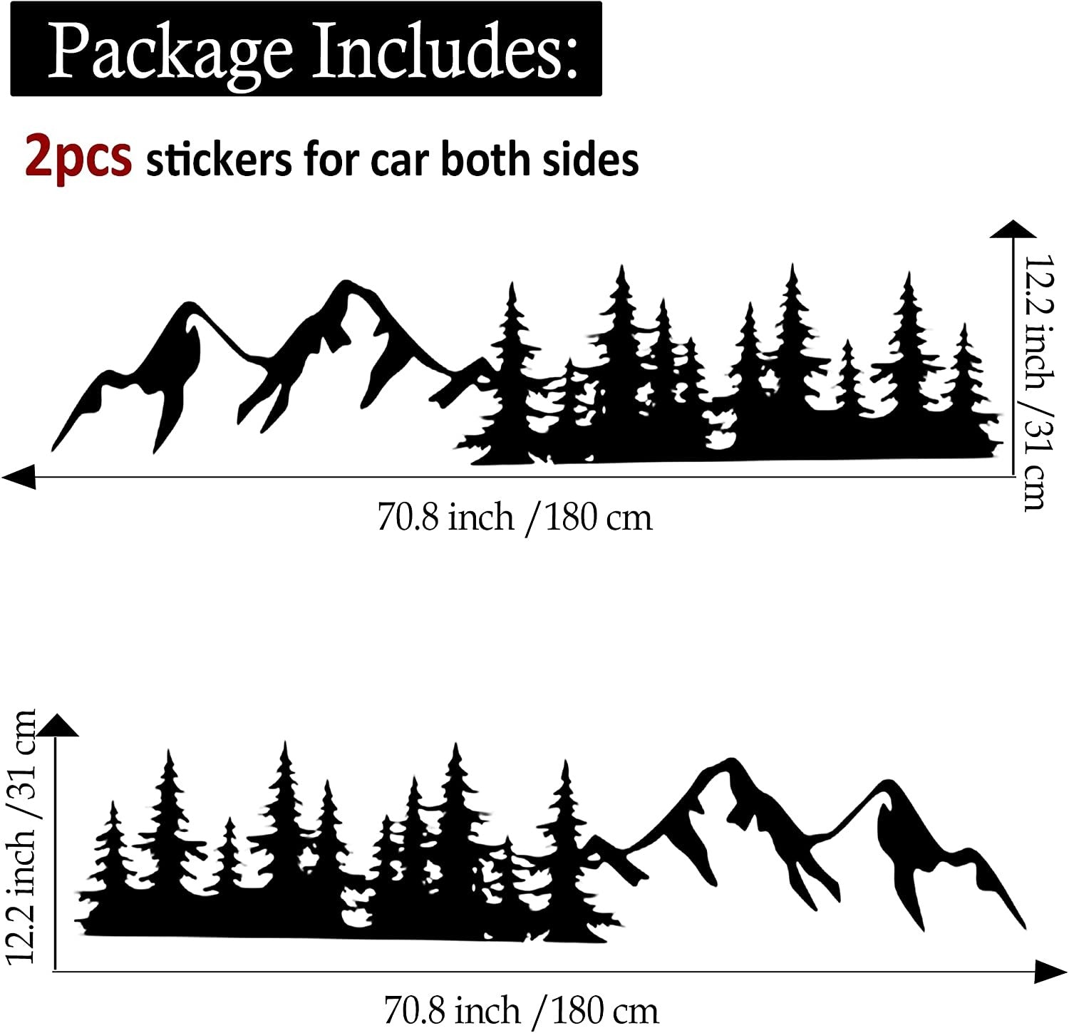Fochutech Cool Car Stickers for Men, Compass Mountain Big Car Decals
