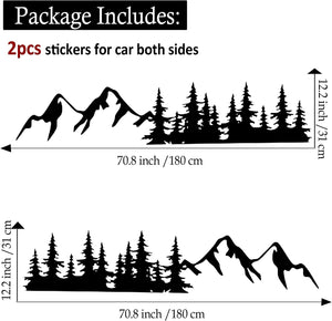 Fochutech Mountain Car Decals Large, Tree Forest Graphics Car Stickers for Men, Big Vinyl Stickers for Car Side Body, Auto Car Stickers Decals for Truck Racing SUV Pickup Jeep RV Van (Black)